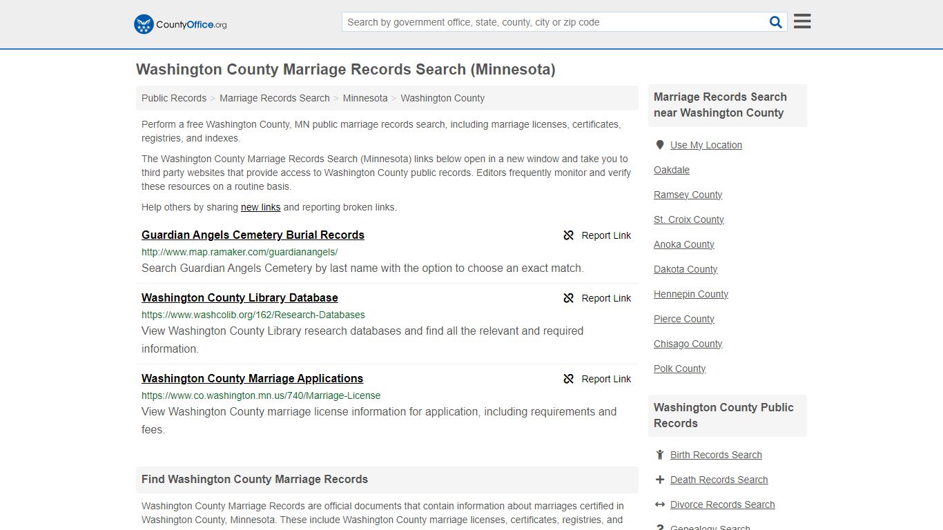 Washington County Marriage Records Search (Minnesota) - County Office